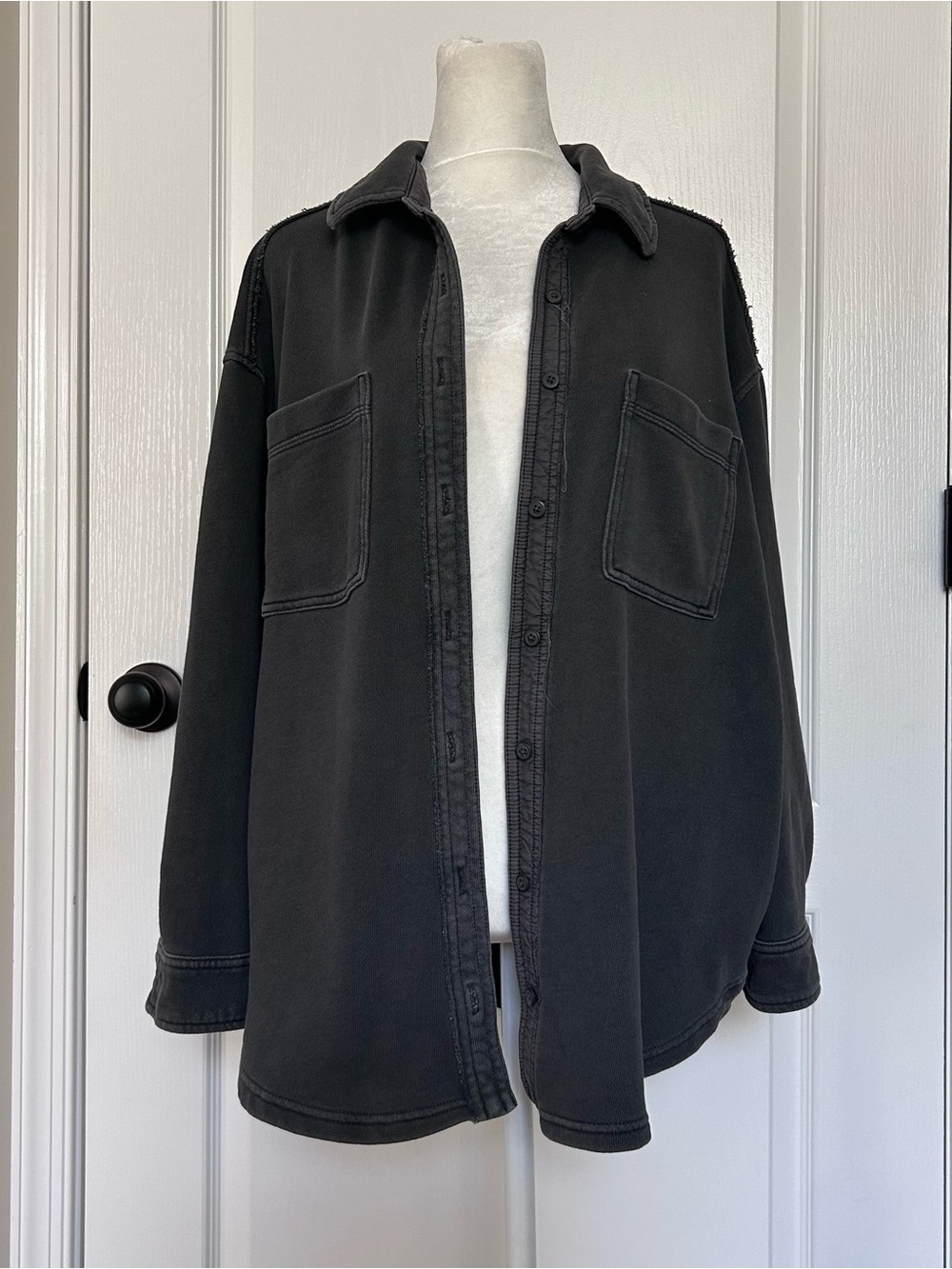 aerie Oversized Gray Button-Down Shirt Jacket Size Small